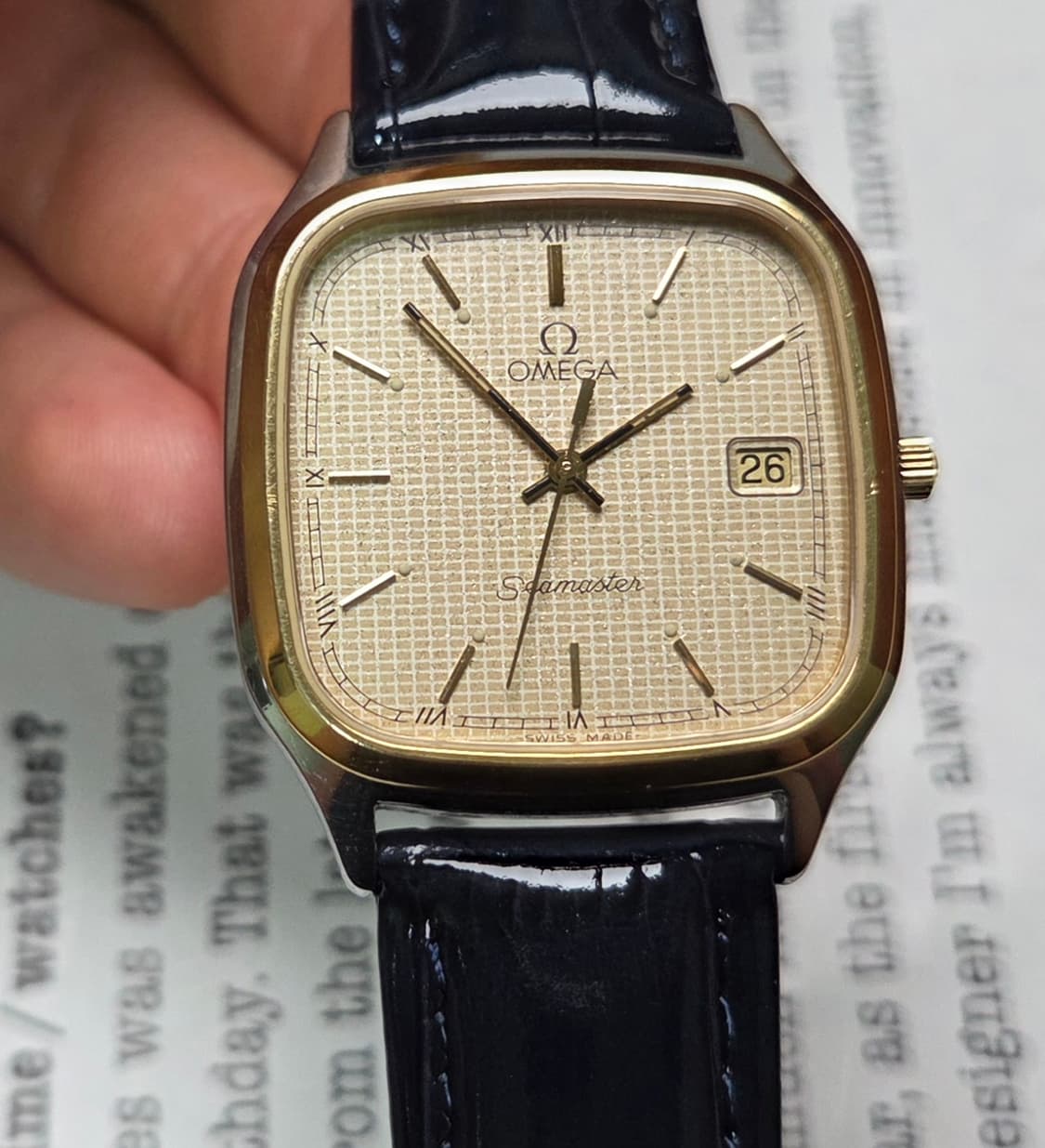 레어] 빈티지 오메가 씨마스터 사각탱크 스파클와플판 싱글데이트 슬림쿼츠  상품이미지1