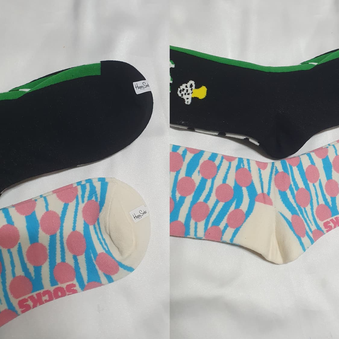 블랙 화이트 크림베이지 버섯 도트 줄말 해피삭스 양말  상품이미지6