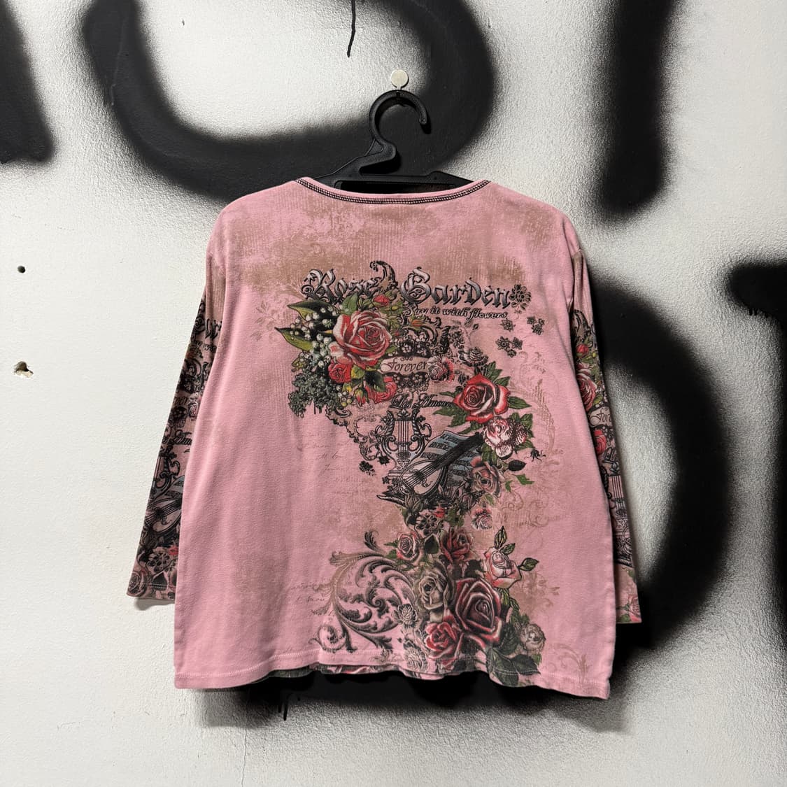 Jess & Jane USA 오리엔탈 펑크 타투 프린팅 롱 슬리브 티셔츠 상품이미지2