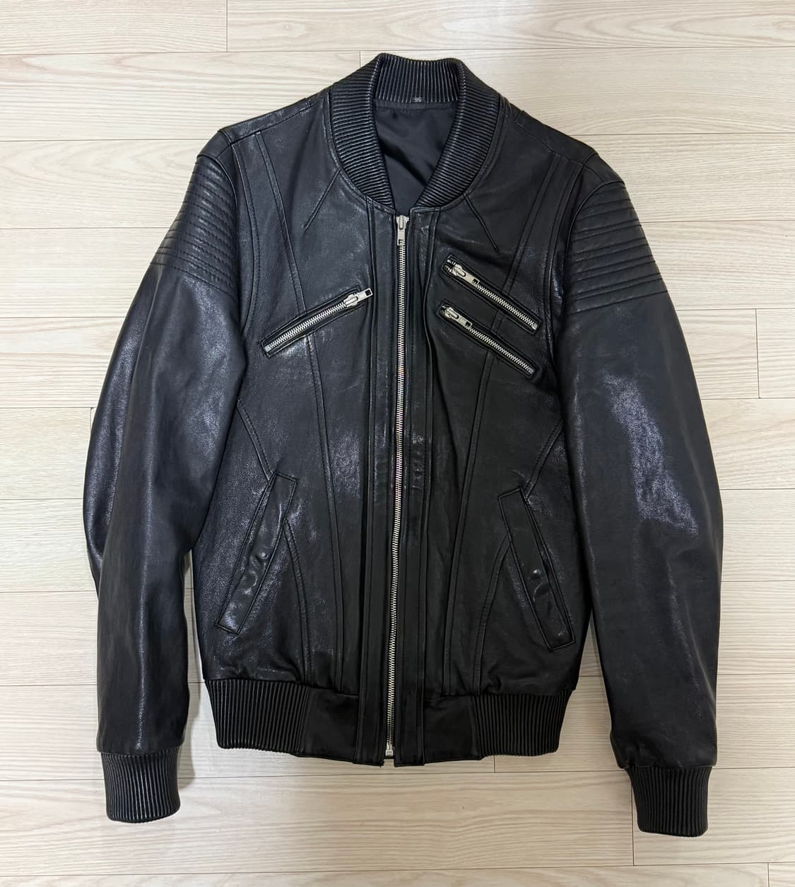 빈티지 이태리 램스킨 절개 레더 자켓 상품이미지1