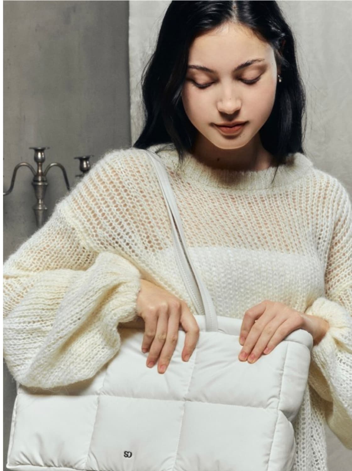 스탠드오일 버블누빔 패딩 가방 (크림색상) 상품이미지1