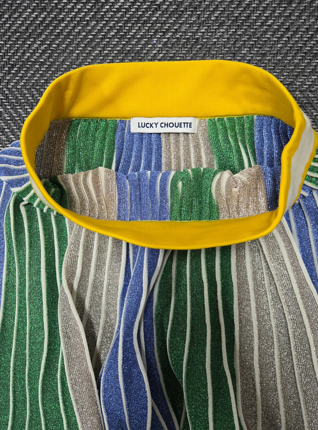 럭키슈에뜨 컬러 스트라이프 플리츠 니트 스커트 상품이미지3