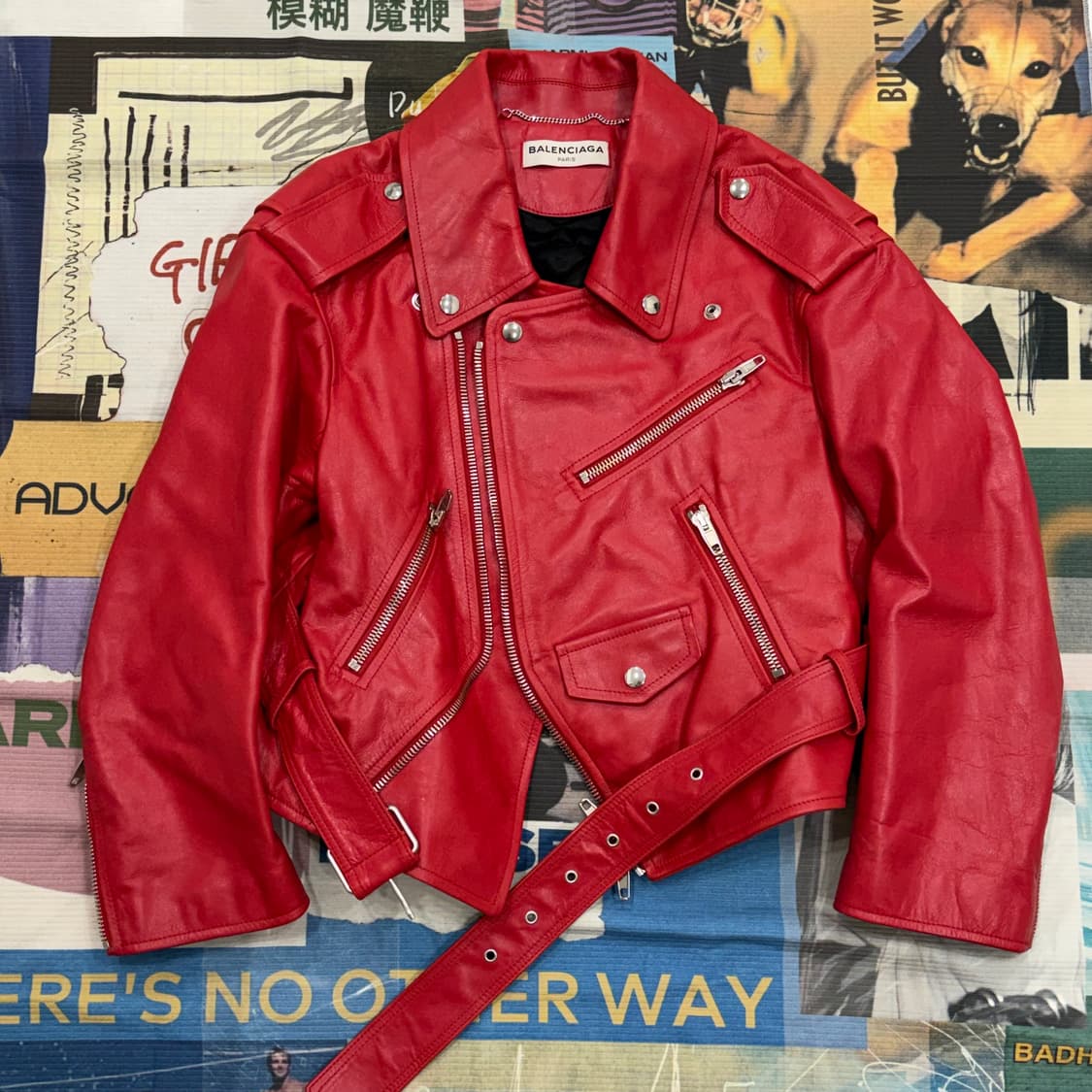 BALENCIAGA swing red leather biker 36 상품이미지1