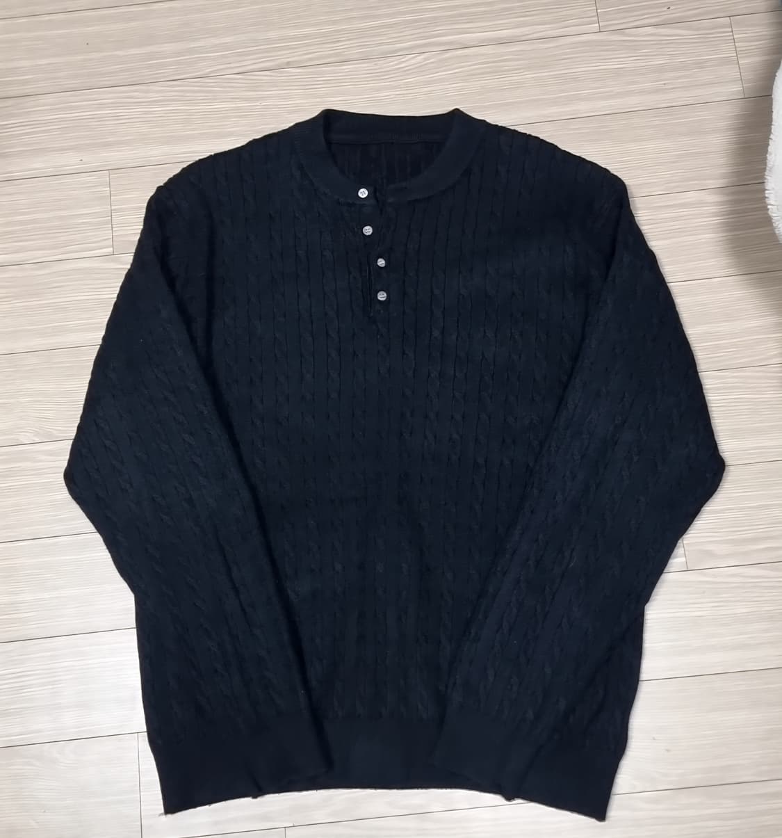 빈티지 헨리넥 케이블 니트 블랙(105) 상품이미지1
