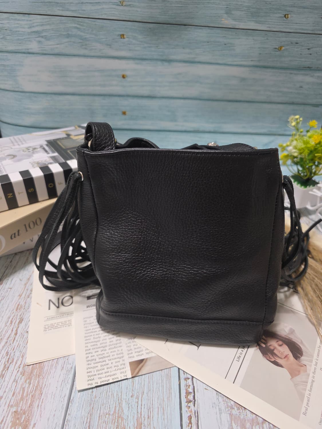 Sandro 프린지 천연 레더 숄더백 상품이미지4