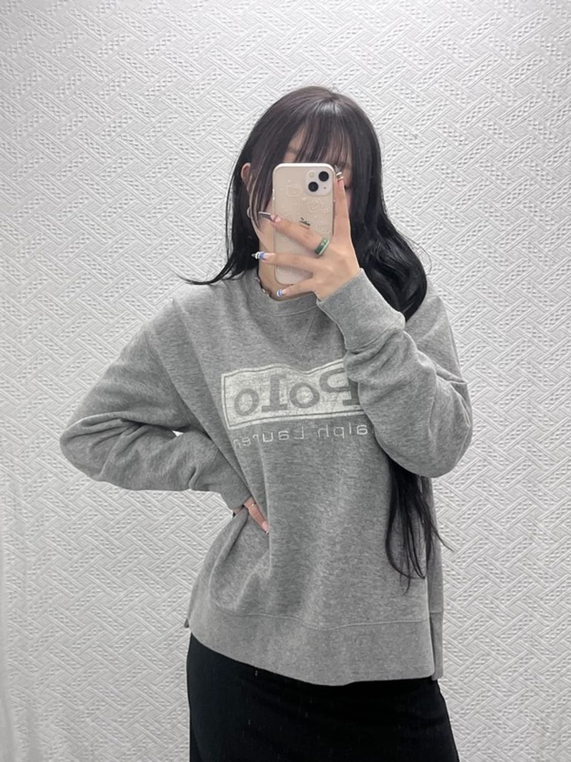 폴로 랄프로렌 희귀 빈티지 데미지 프린팅 기모 맨투맨 M C07665 상품이미지1