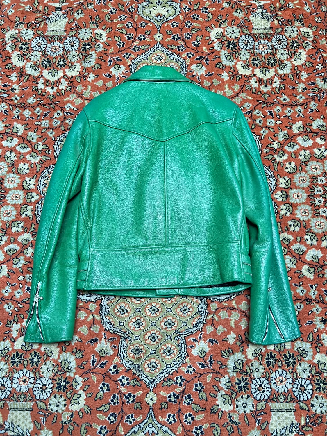 카오스 chaos JPN 그린 소가죽 라이더 자켓  38 상품이미지2