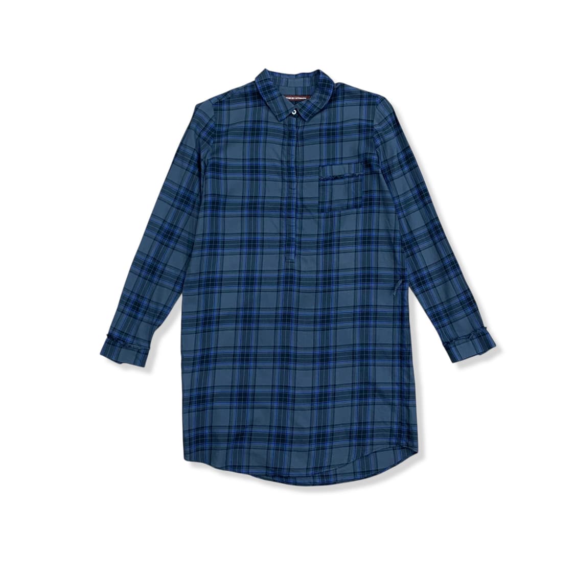 Damaged Yoke Detail Check Long Shirt 상품이미지2