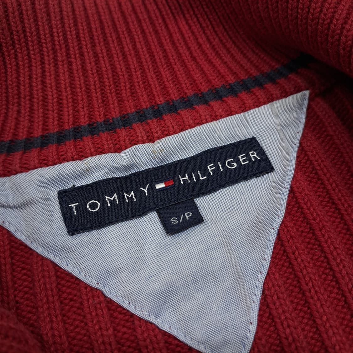 CL215 S 타미힐피거 코튼 헤비립 크림슨레드 풀집업 가디건 상품이미지4