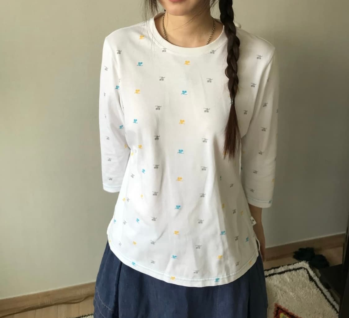 꾸레쥬 빈티지 7부 티셔츠 상품이미지1