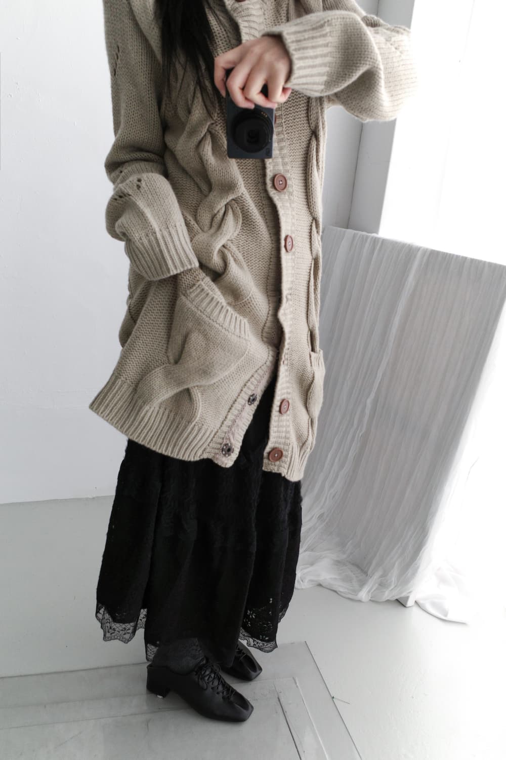 cable knit long cardigun 상품이미지6