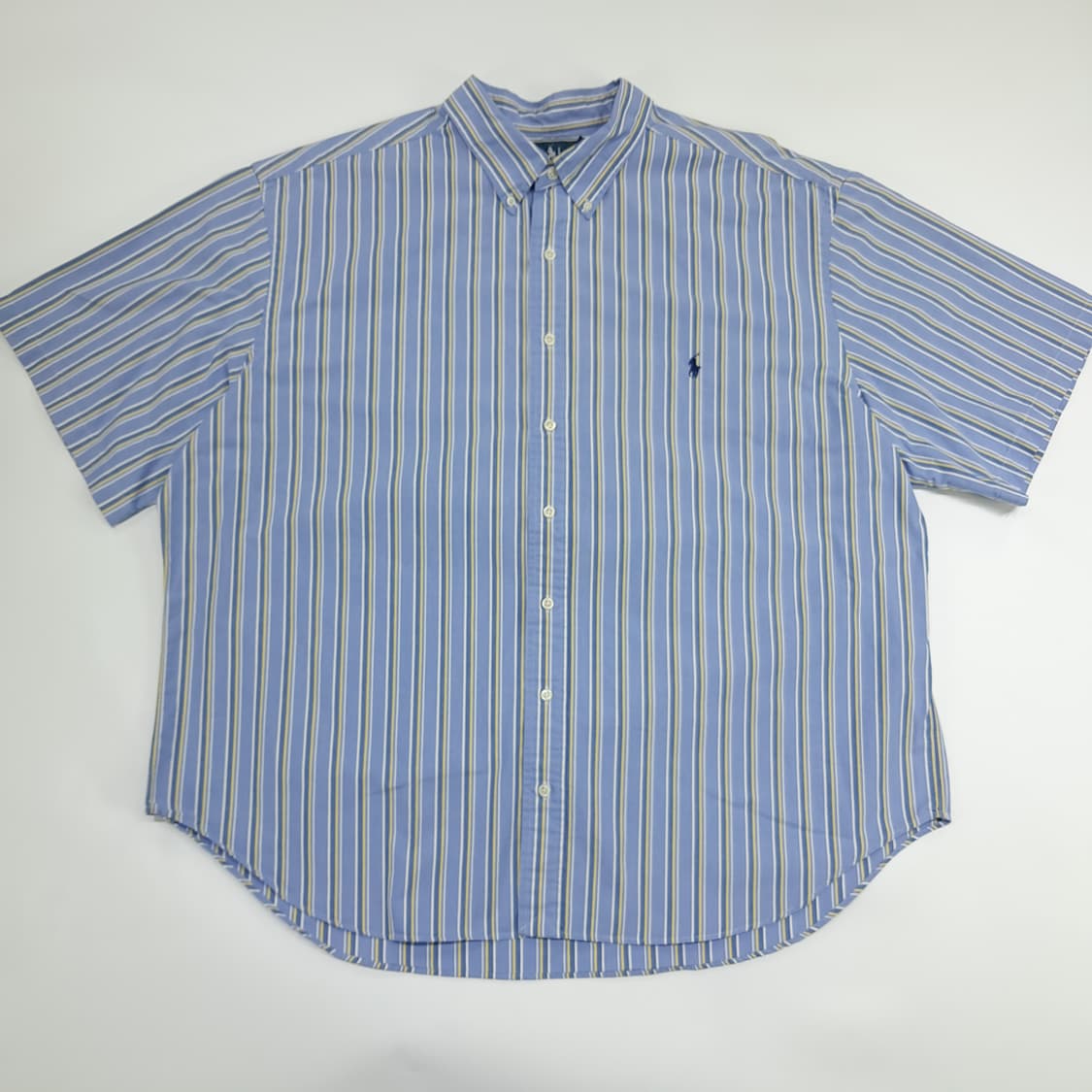Co528 3XL Big 폴로 랄프로렌 블루 볼드 스트라이프 반팔 셔츠 상품이미지1