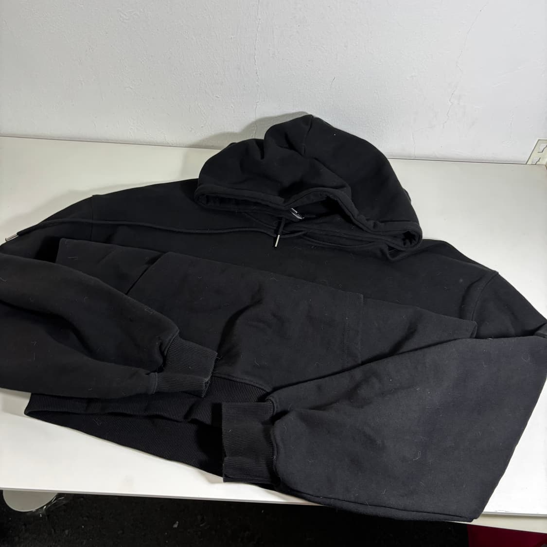 L-XL 게인스보로 블랙 오버핏 스웻코튼 후드티 상품이미지2