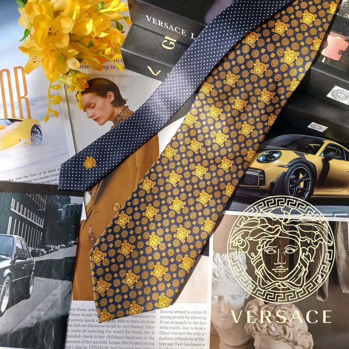 베르사체 실크 메두사 올오버 패턴 넥타이 9.7cm A등급 a19711 상품이미지2