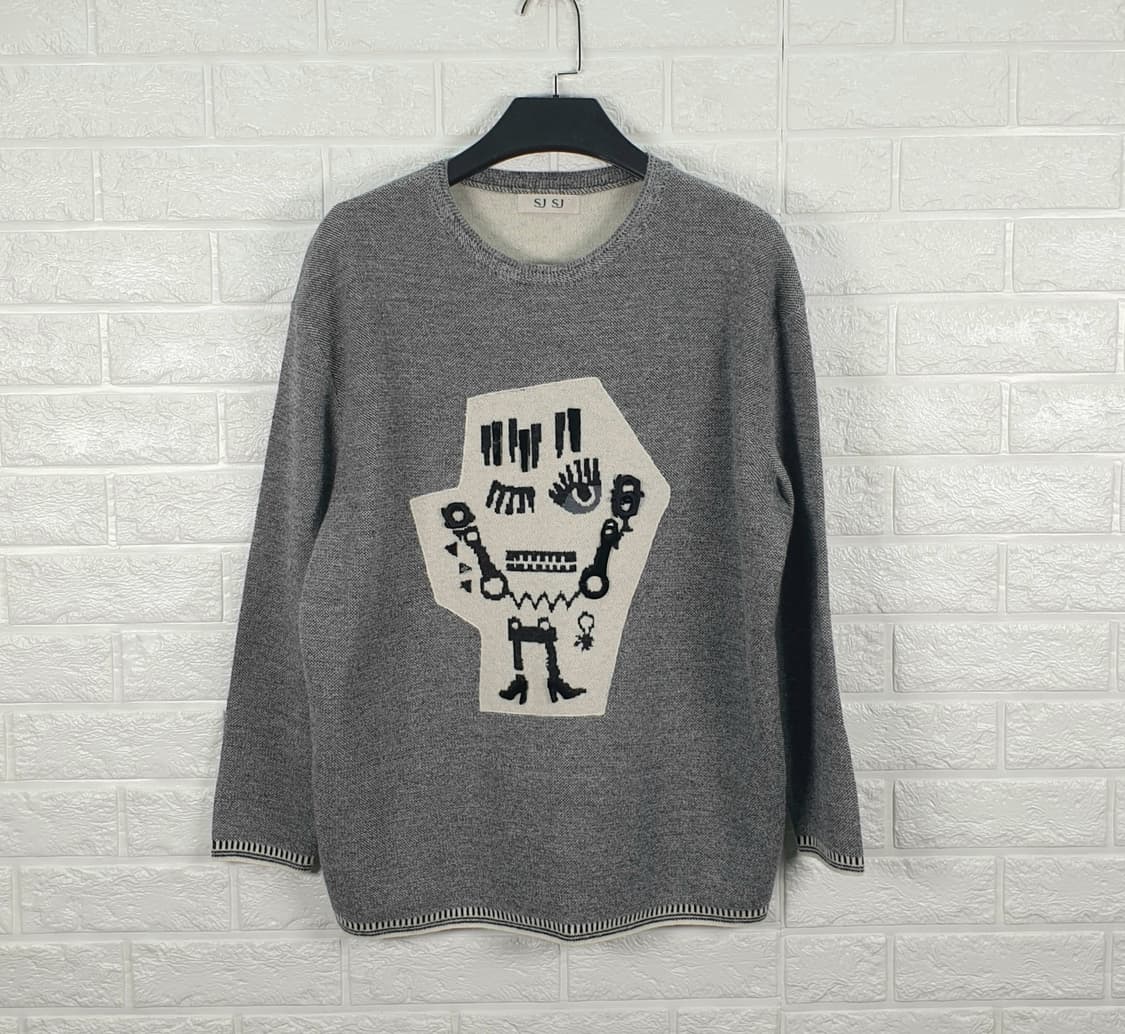 [F]SJSJ 그래픽 알파카 니트 상품이미지1