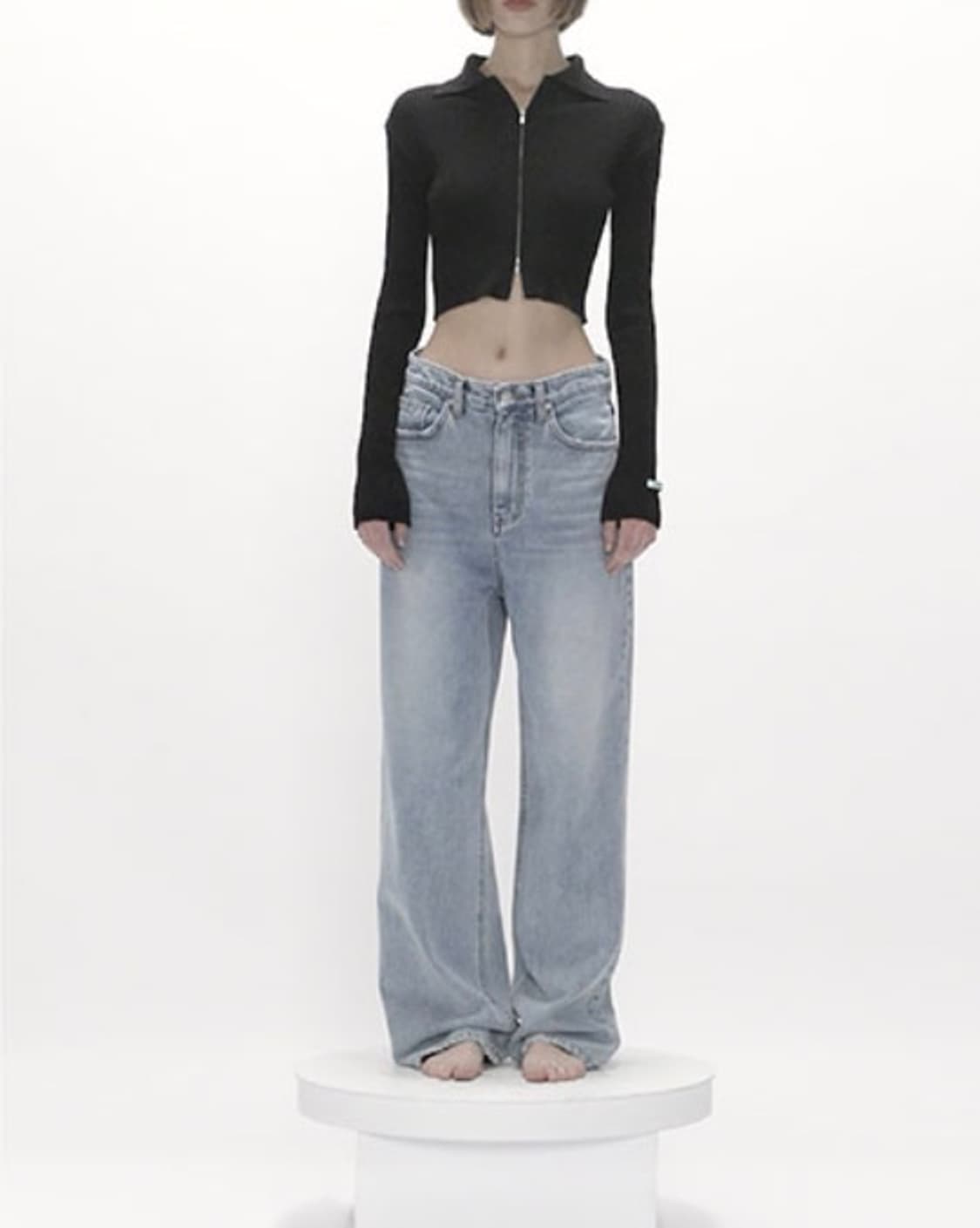 인스턴트펑크 22SS 슬림 집업 니트 블랙 새상품 상품이미지4