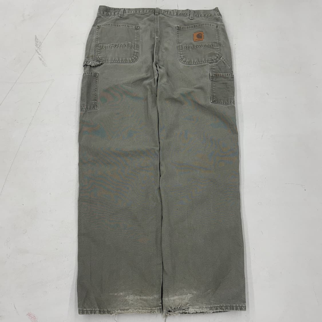 칼하트 OG 모스그린 가죽패치 카펜터 덕캔버스 와이드 워크팬츠 상품이미지3