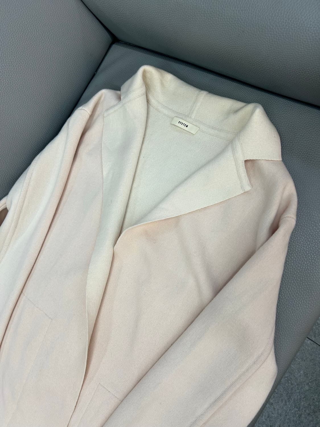 시스템 한섬 라이트 핑크 울 논버튼 롱가디건(호칭90/Free) 상품이미지3