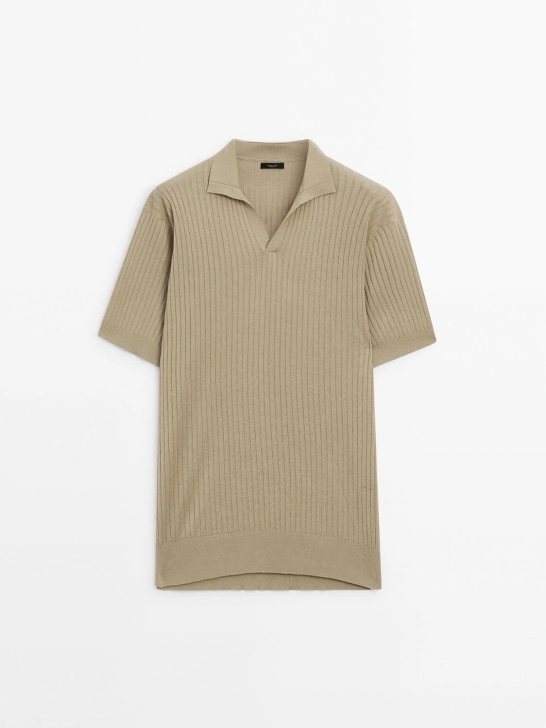 마시모두띠 / 리브트 니튼 코튼 & 리넨 블렌드 폴로 셔츠 올리브/ XL 상품이미지2