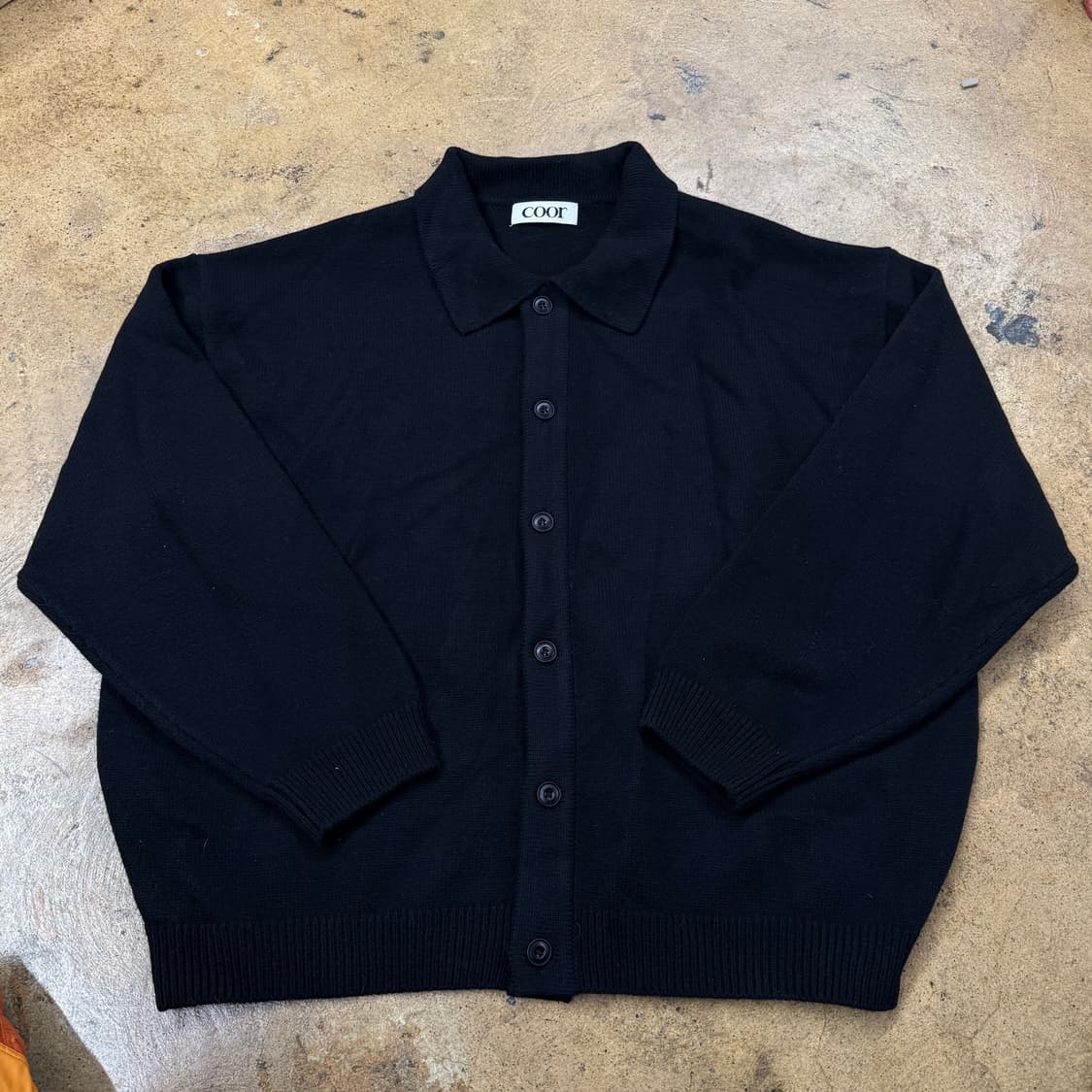 [정품/L] 쿠어 블랙 니트 카라 가디건 b16 상품이미지2