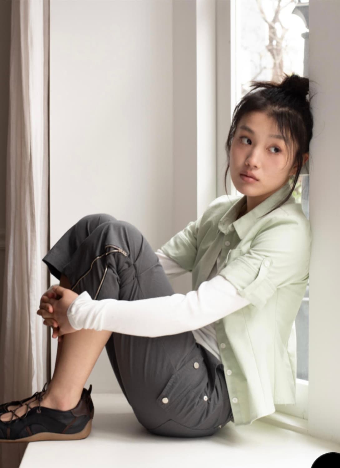 온스카 roll up oxford shirt 메론색 양도 상품이미지2