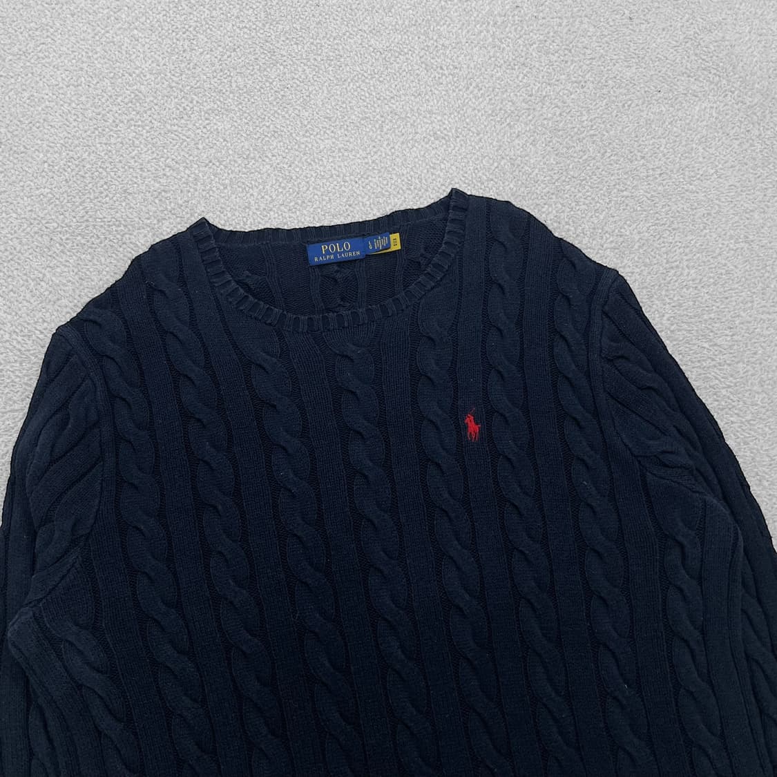폴로 랄프로렌 포니 로고 케이블 라운드 니트 네이비 상품이미지2