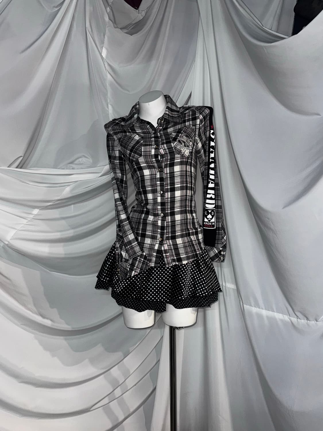 리즈리사 슈슈룬쇼콜라깔 무채색 키치 체크 코디세트 상품이미지3