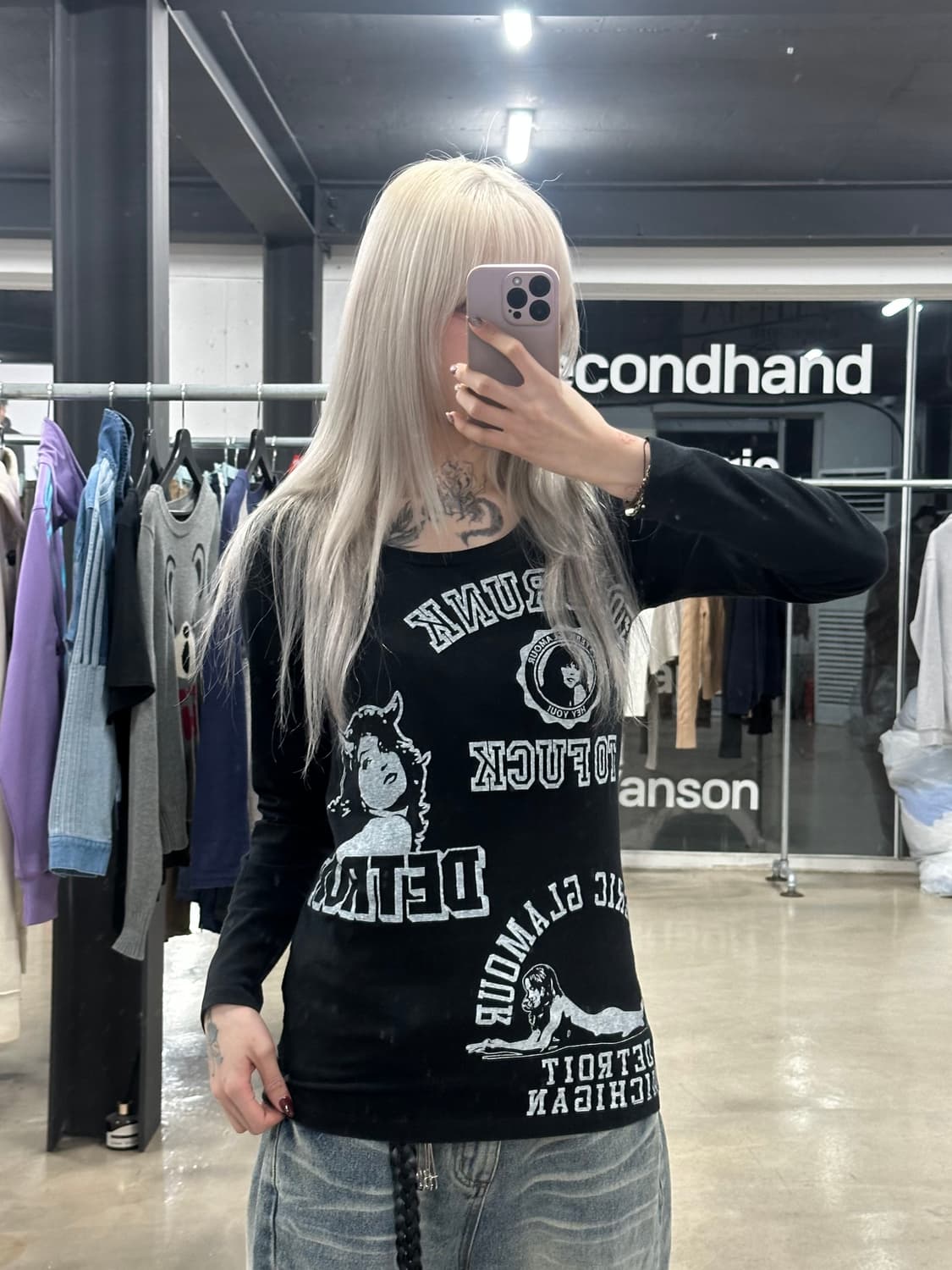 히스테릭 글래머 걸 바이크 롱슬리브 긴팔 티셔츠 상품이미지2