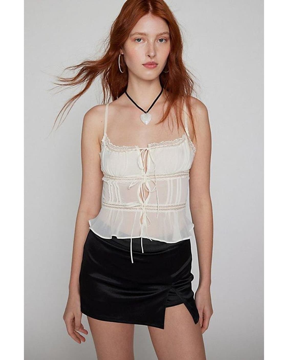 Kimchi Blue 미착용 새거 레이스 리본 캐미솔 아이보리 상품이미지5