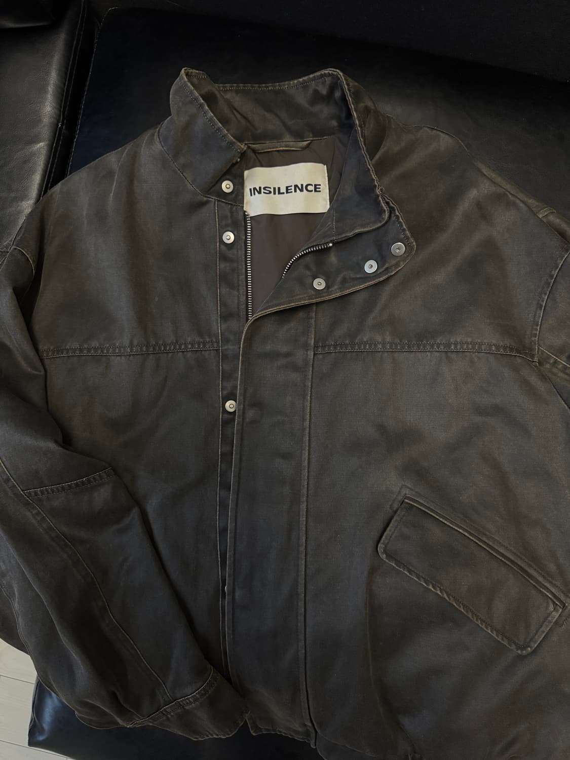 인사일런스 워시드 레더 자켓 브라운 상품이미지2