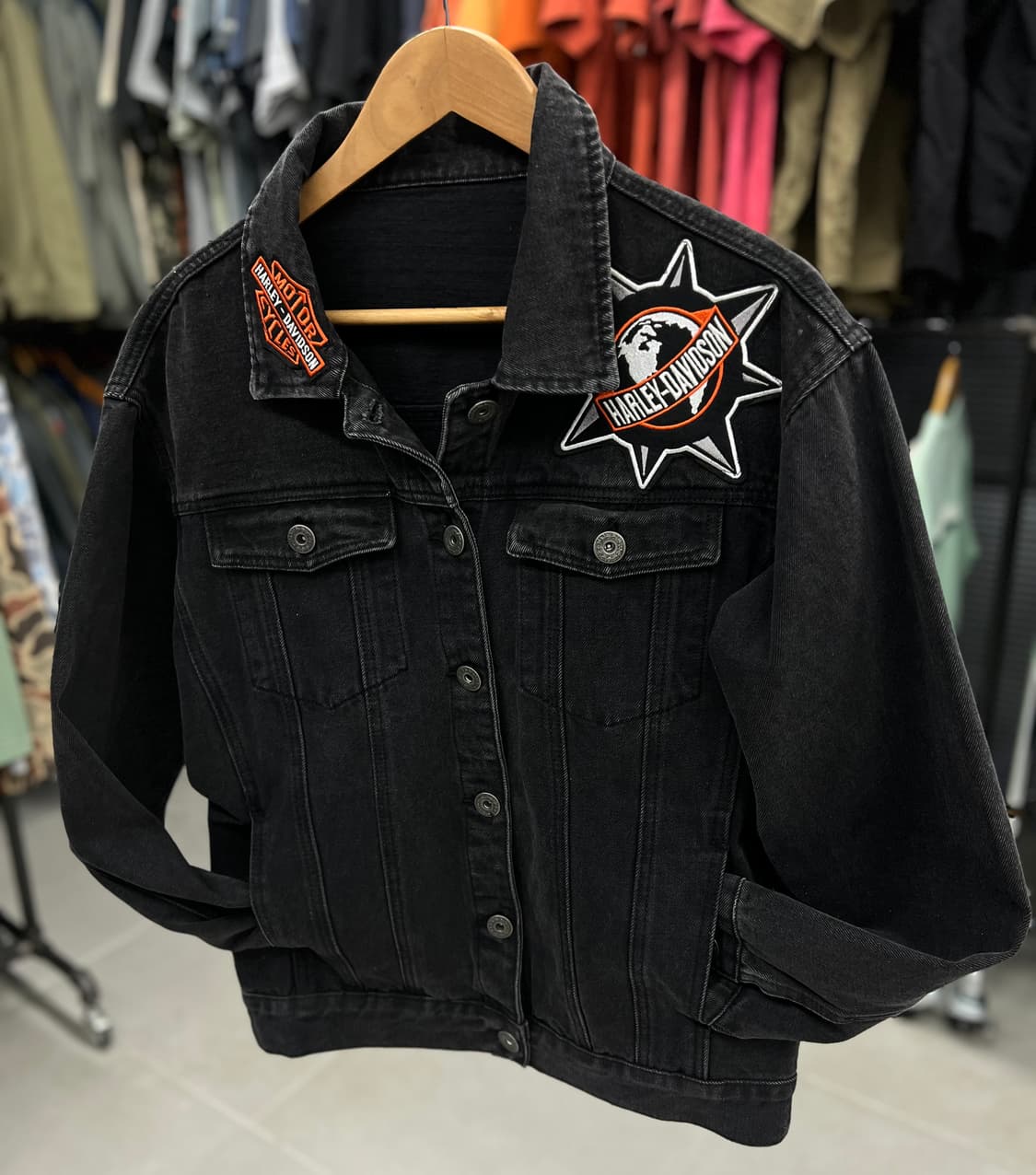 블랙 데님 할리 자켓 상품이미지3