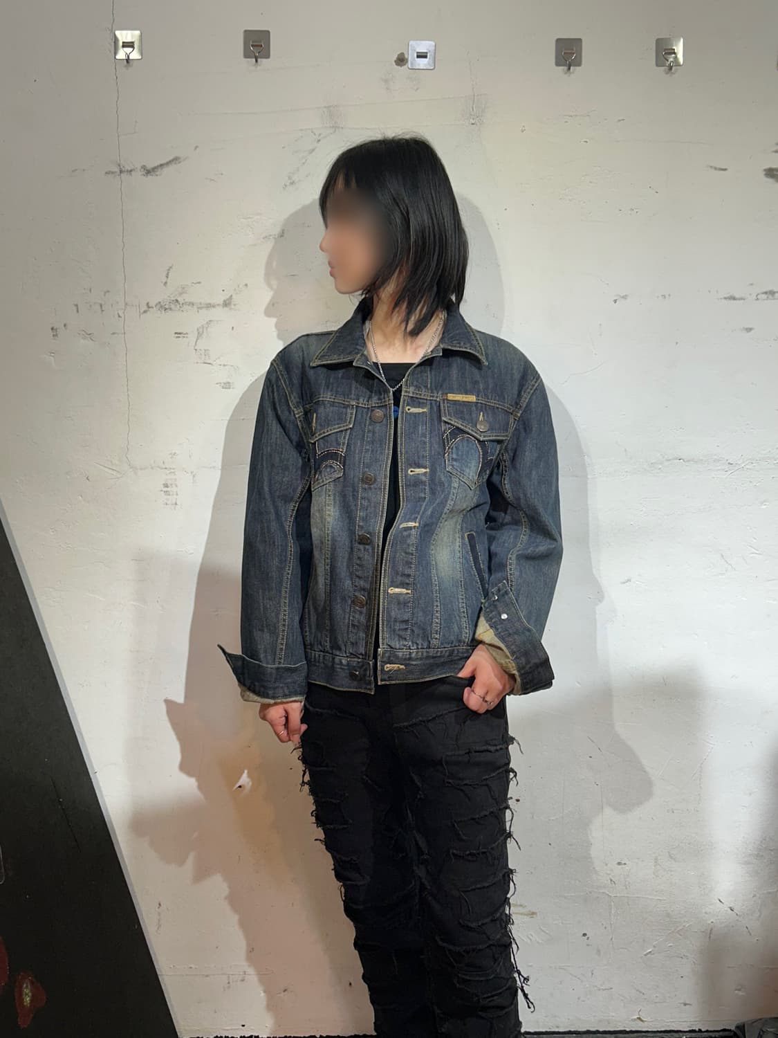 에비수 다이콕 벨벳 스티치 포인트 워싱 데님 청자켓 L 상품이미지4