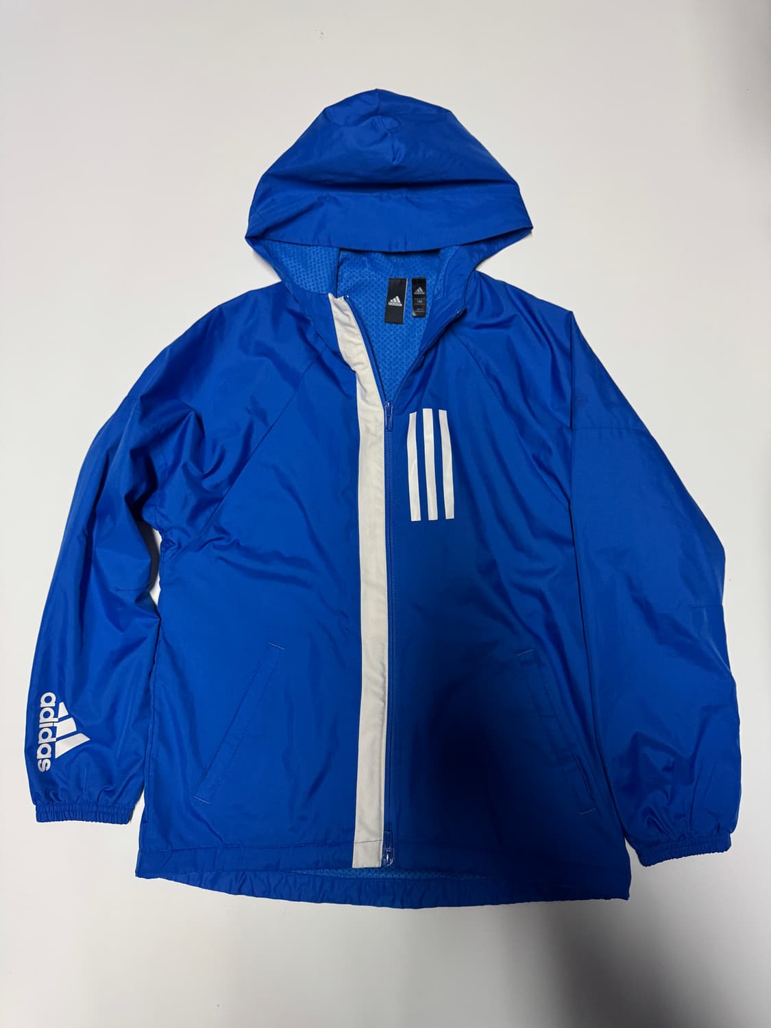 여성 아디다스 키즈 삼선 블루 후드 바람막이 M ~ 150 상품이미지1