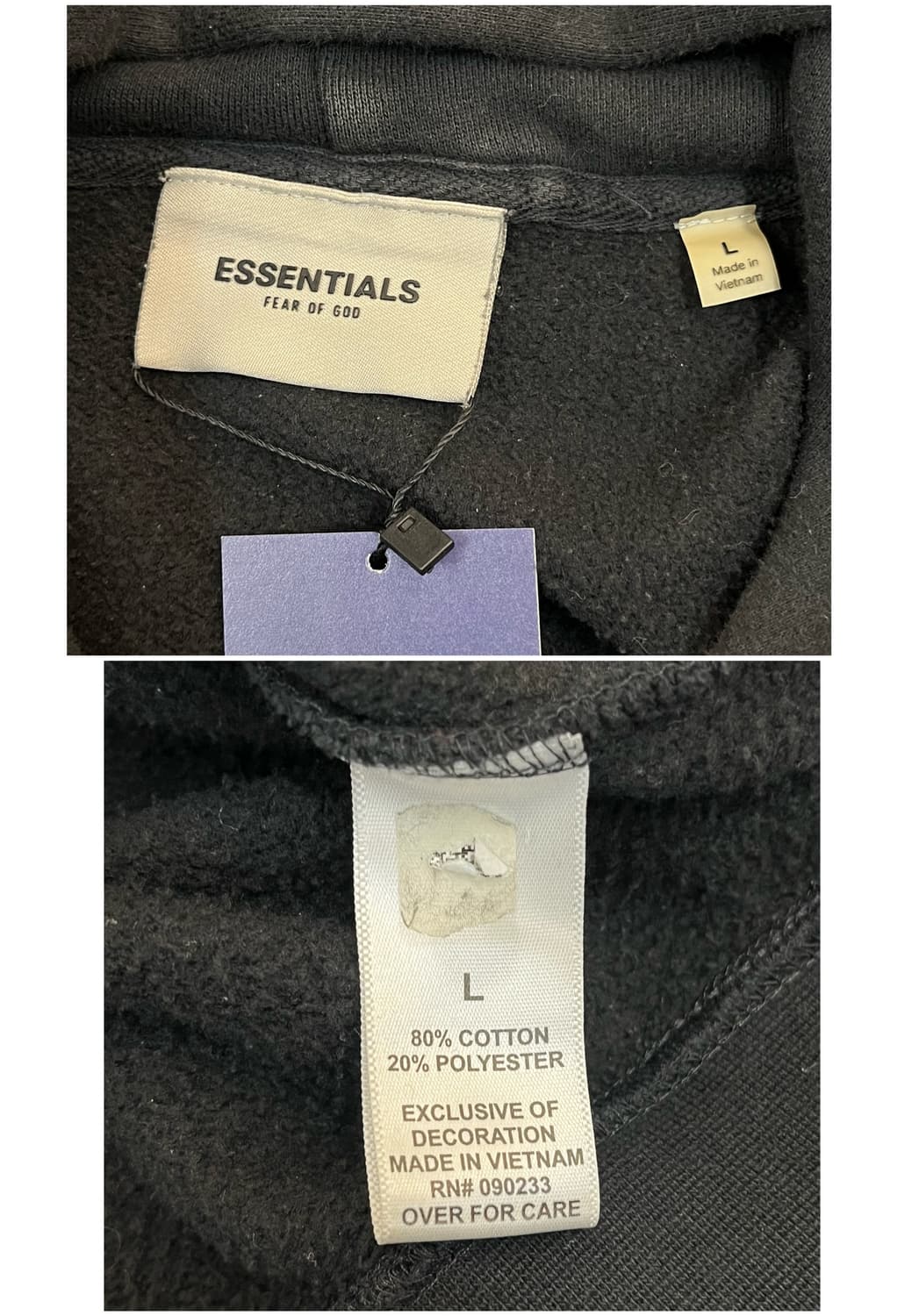 피어오브갓 에센셜 기모 후드티 블랙 L #csz3929 상품이미지3