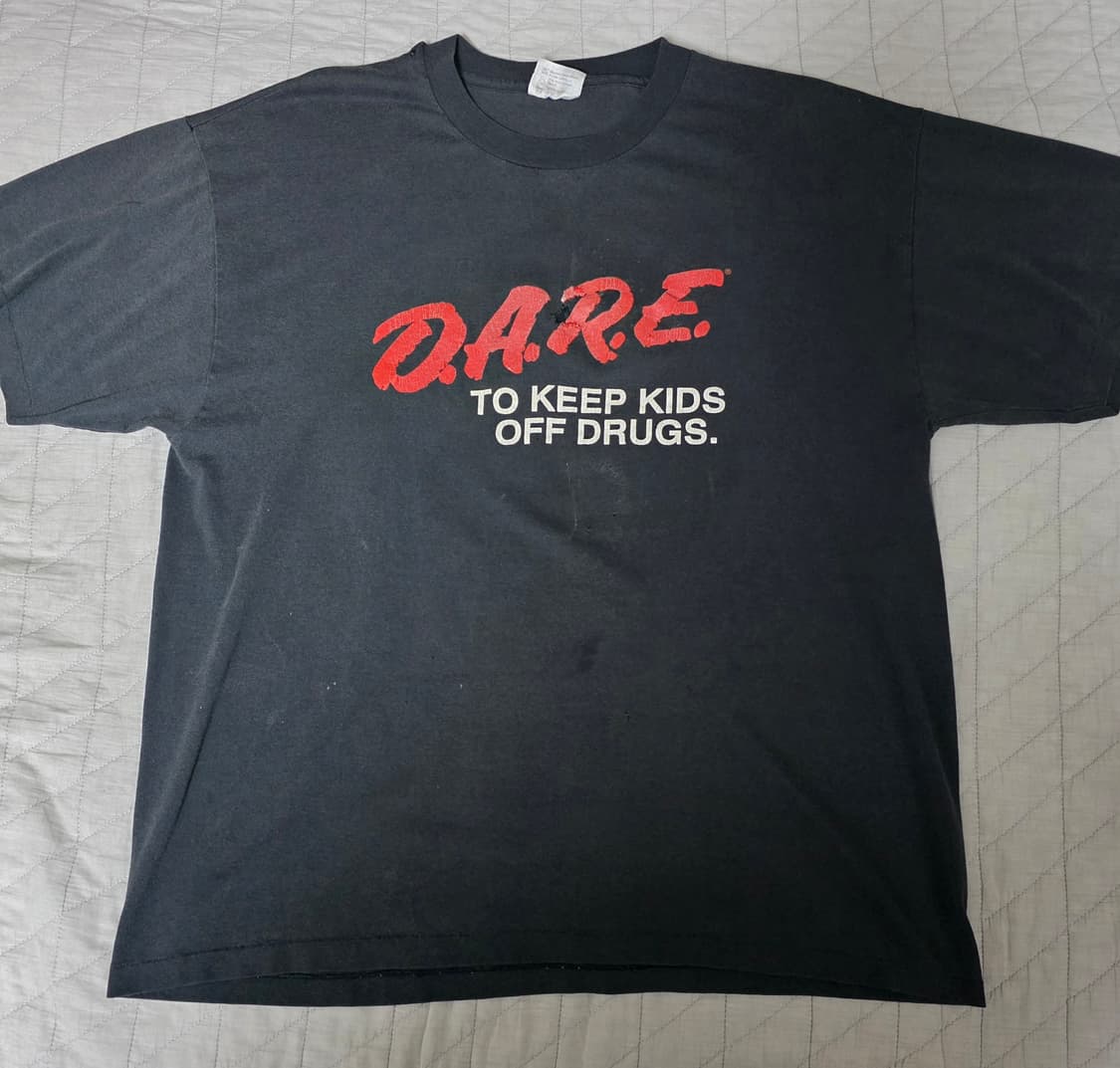 [XL] 90s 빈티지 DARE 티셔츠 블랙 ver.헤인즈5 트래쉬드 상품이미지1