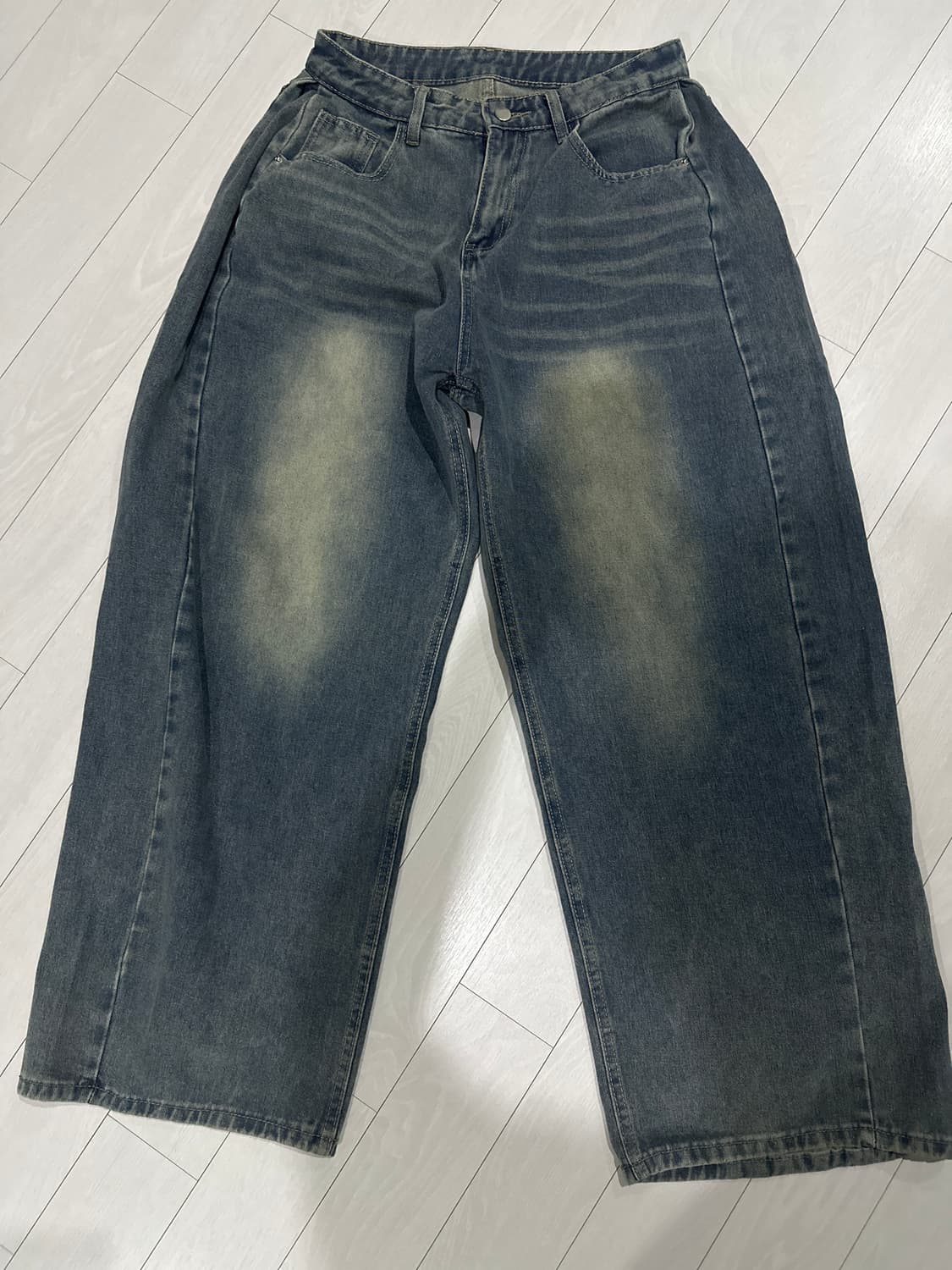 새상품 와이드 벌룬핏 데님 팬츠 진청L 상품이미지2