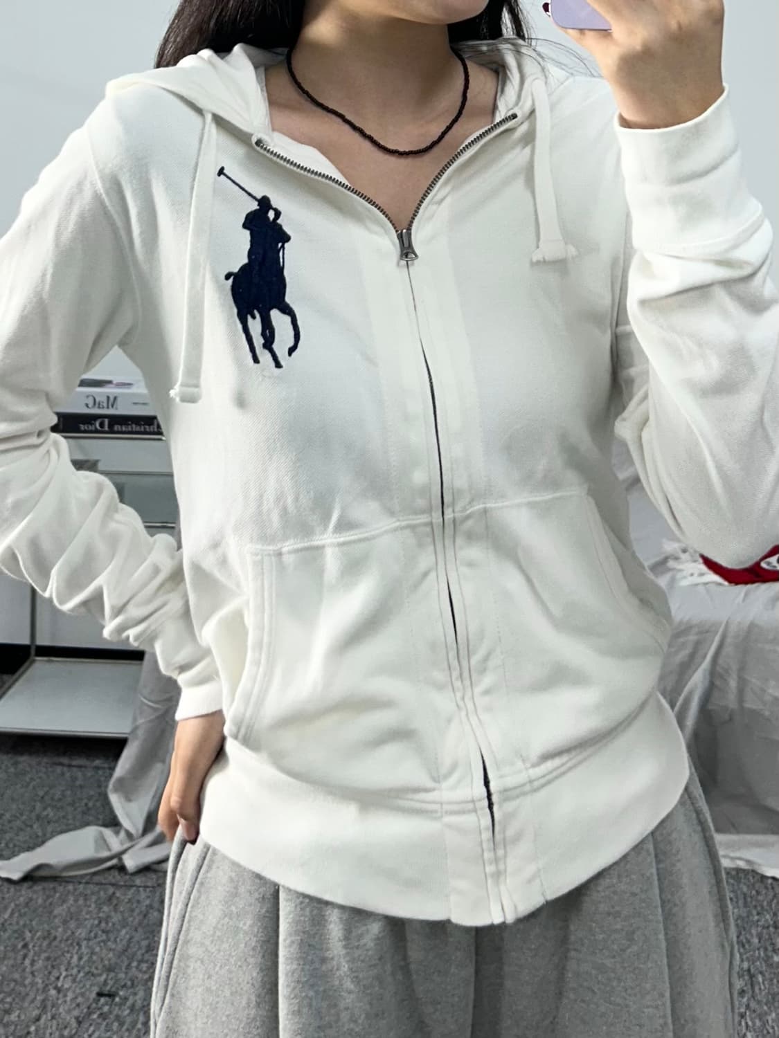 폴로 랄프로렌 빅포니 후드집업 화이트 S 상품이미지2