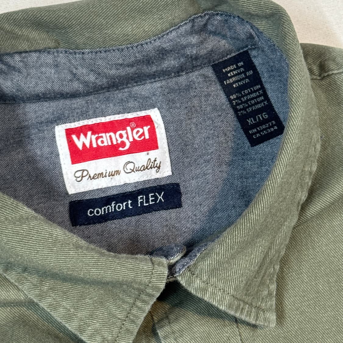 XL) Wrangler 랭글러 투포켓 워크웨어 코튼 셔츠 올리브 상품이미지5