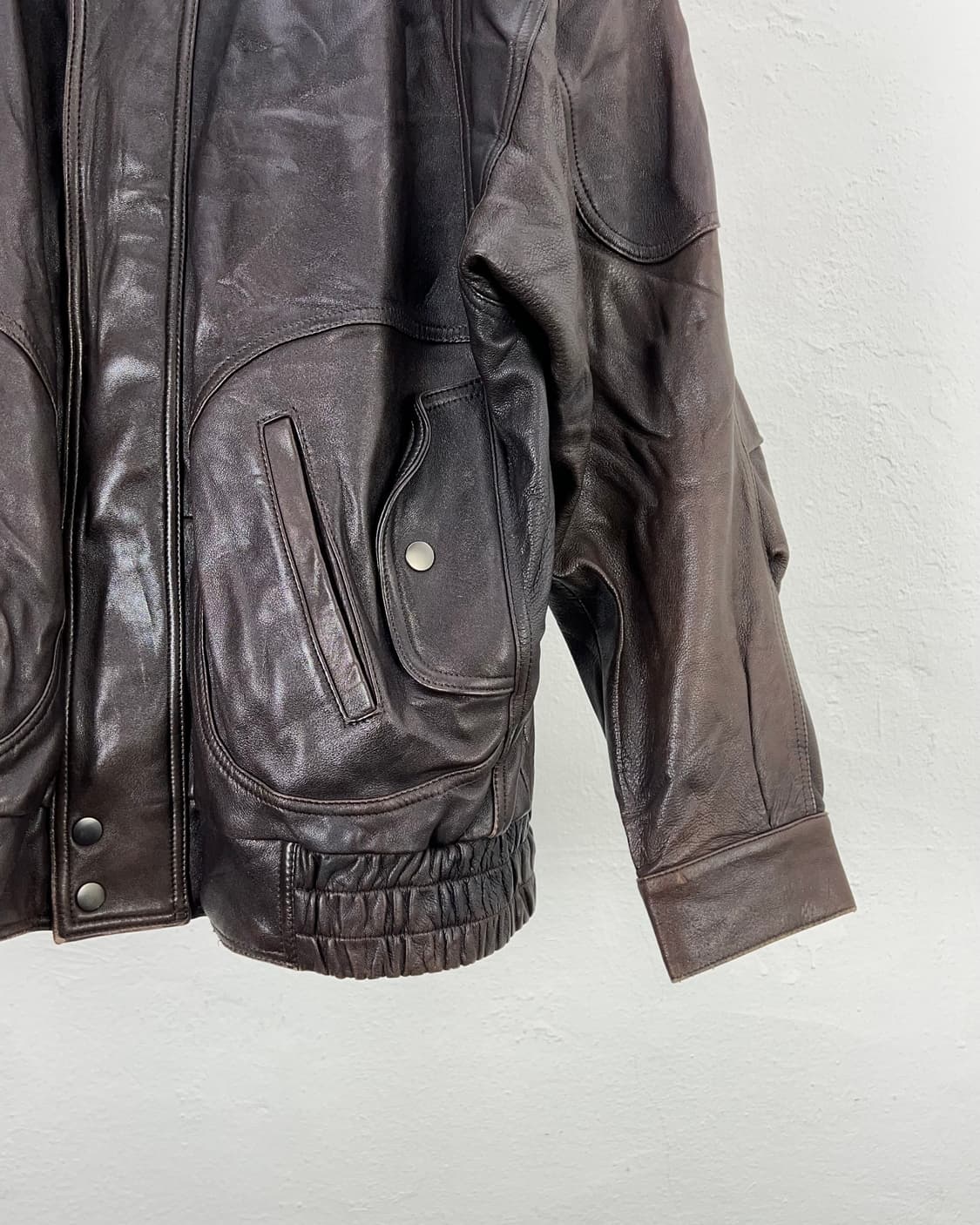 이브 생로랑 브라운 리얼레더 스펠 아웃 블루종 자켓 상품이미지5