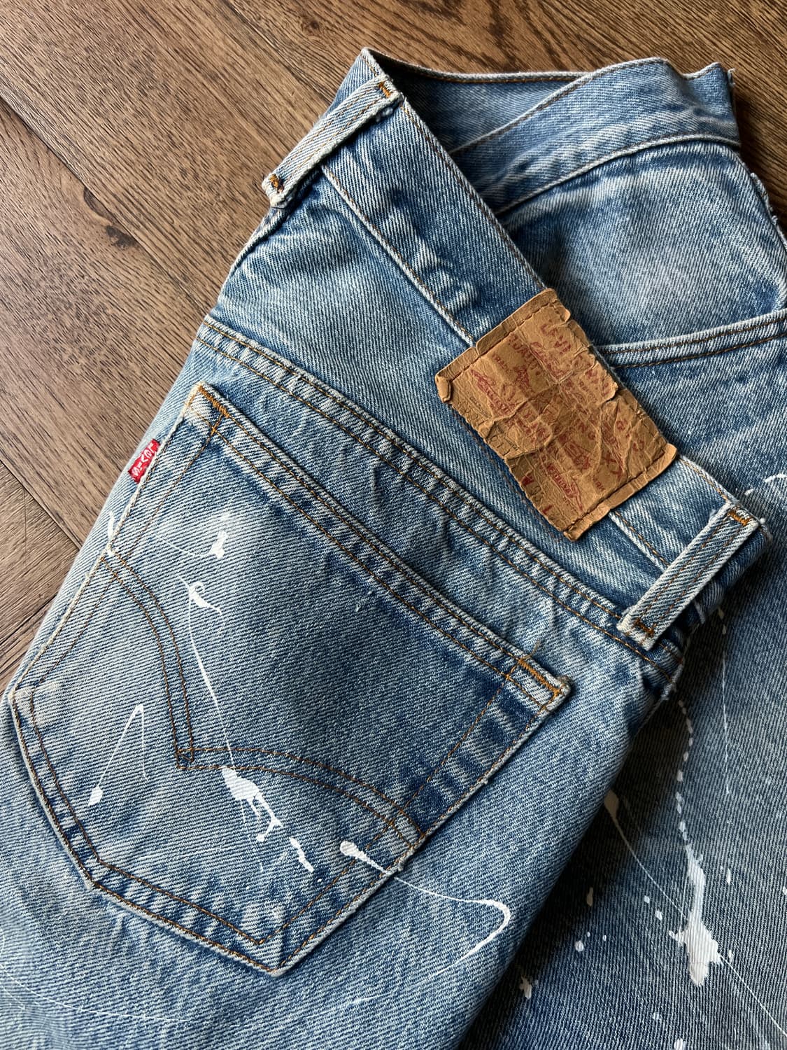 [33]80's 리바이스 USA 2501-0117 빈티지 페인팅 데님팬츠 상품이미지5