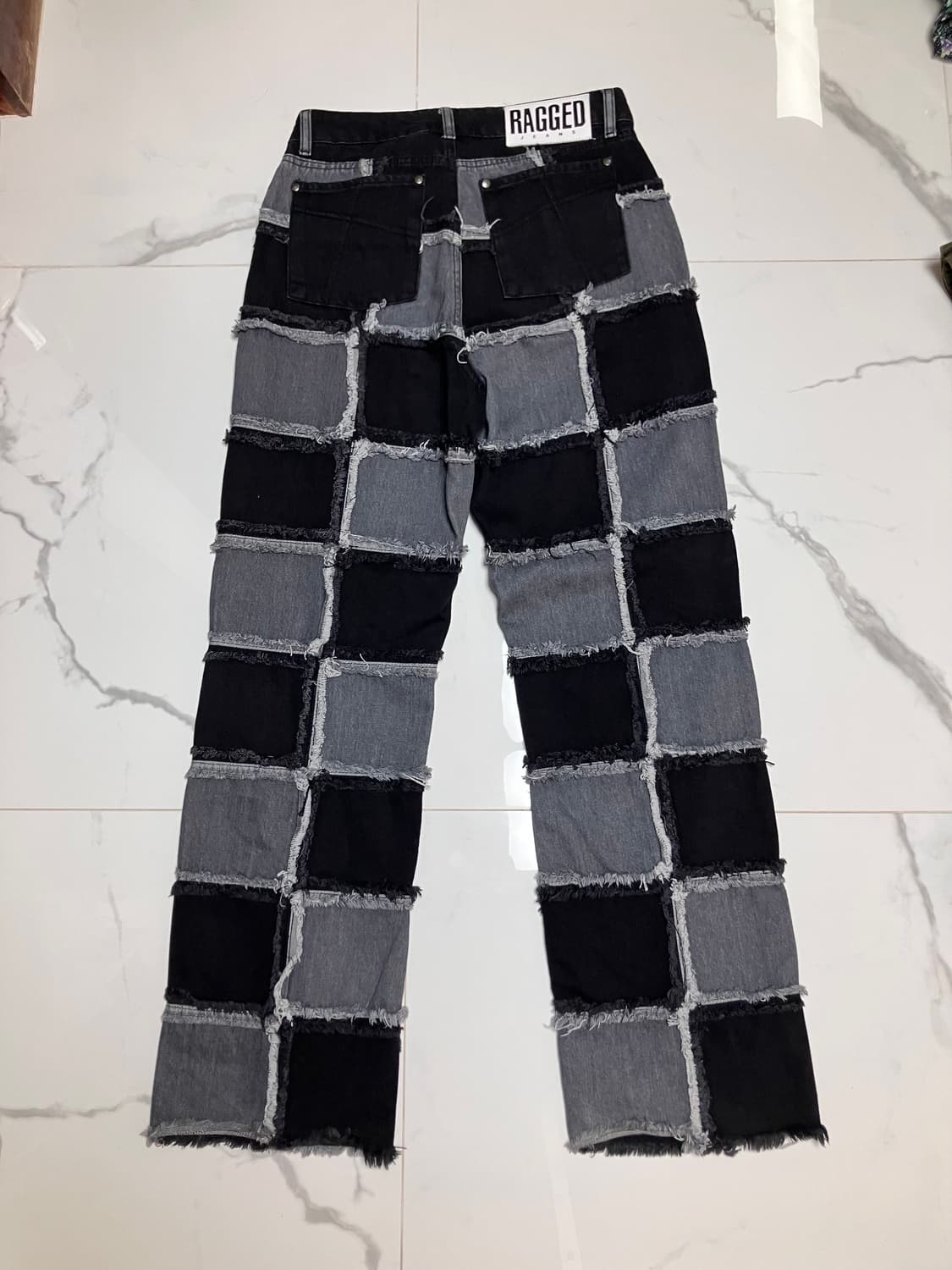 The Ragged Priest 흑청 체커보드 패치워크 데님 상품이미지2