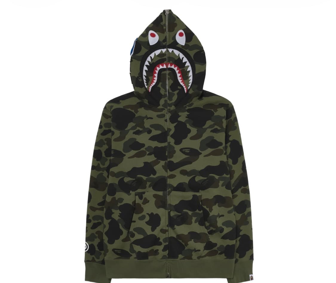 (XL) 베이프 퍼스트 카모 샤크 풀 집 후드집업 녹계 BAPE 상품이미지1