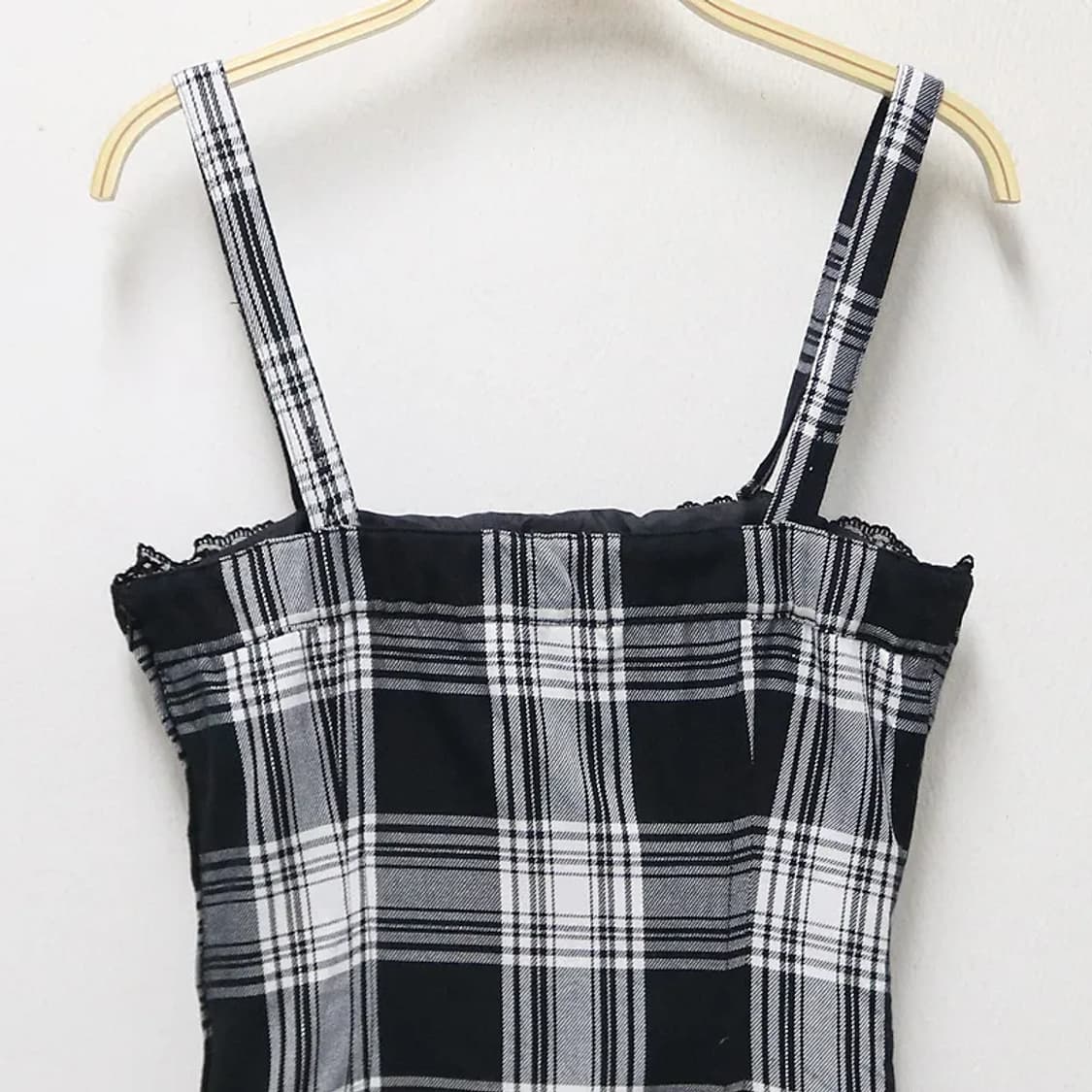 블랙 체크 뷔스티에 미니 원피스 61133 상품이미지7