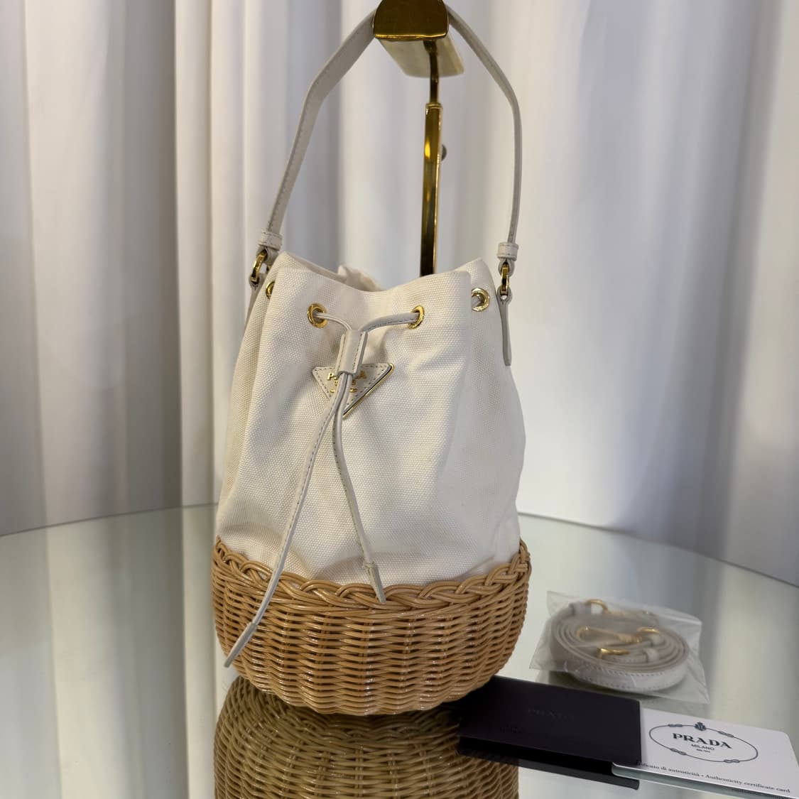 프라다 라탄 미니 버킷백 크로스백 1BH115 상품이미지3