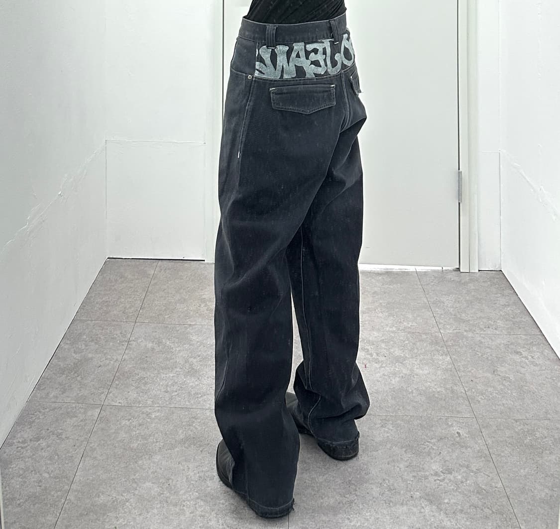 Back Graphic Printed Wide Denim Pants 상품이미지1