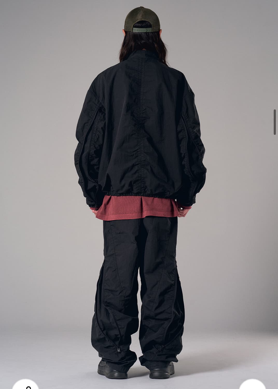 아이돈워너셀 Nylon Shirring Zipper Pants Black 상품이미지4