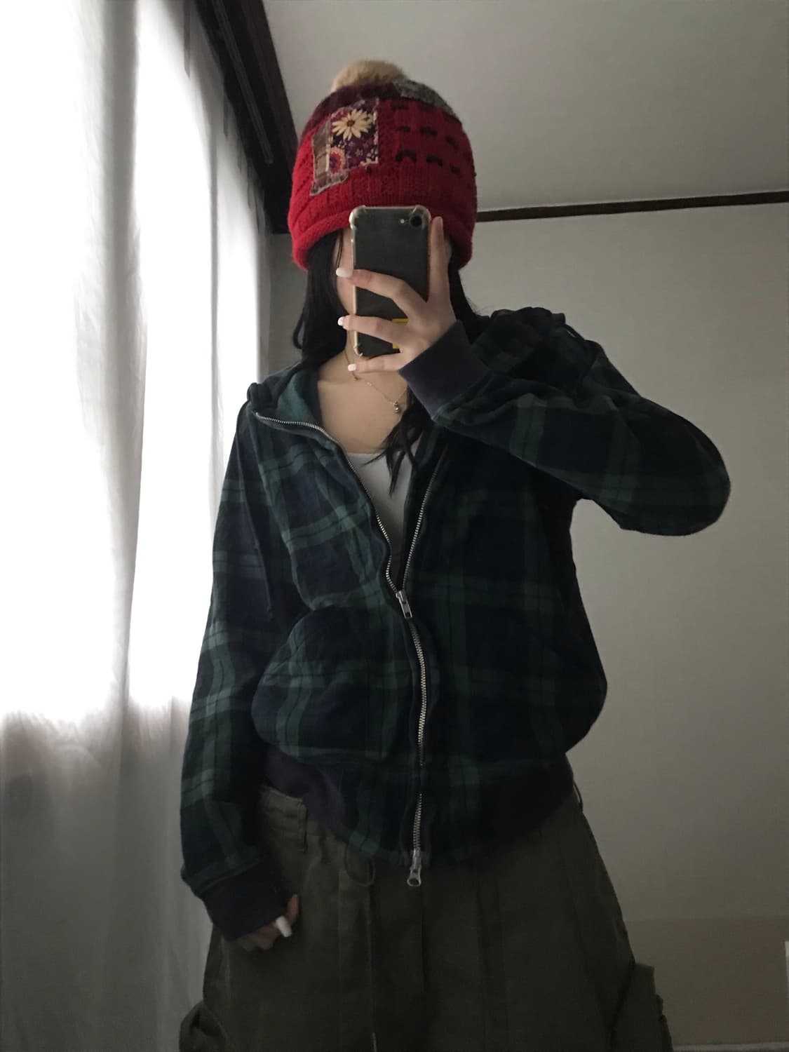 빔즈 체크 사선 후드집업 상품이미지4