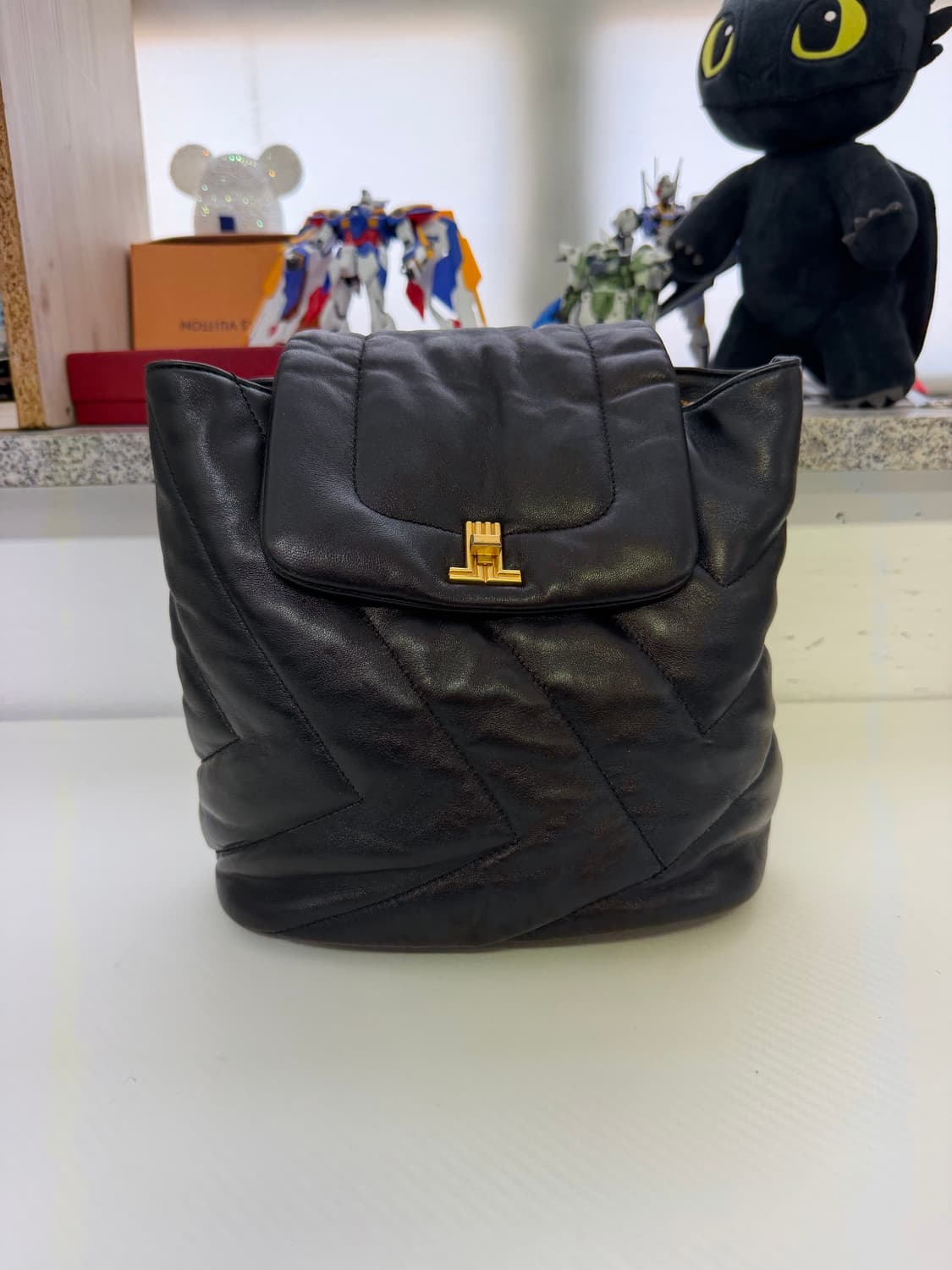 정품) 랑방 컬렉션 한섬 블랙 레더 체인 백팩 상품이미지1