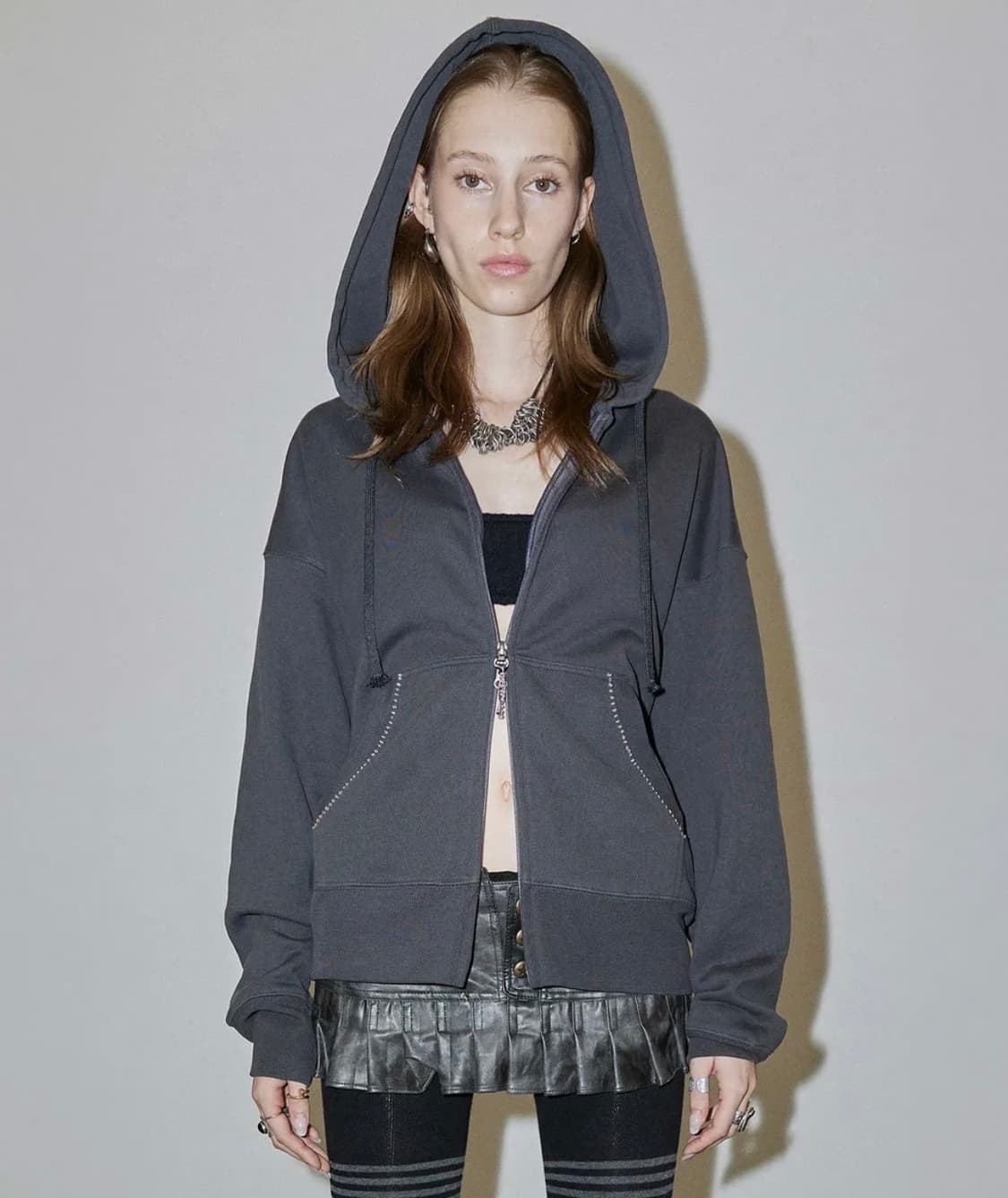 스컬프터 | 비즈 세인트 후드집업 후디 차콜 그레이 L 상품이미지2