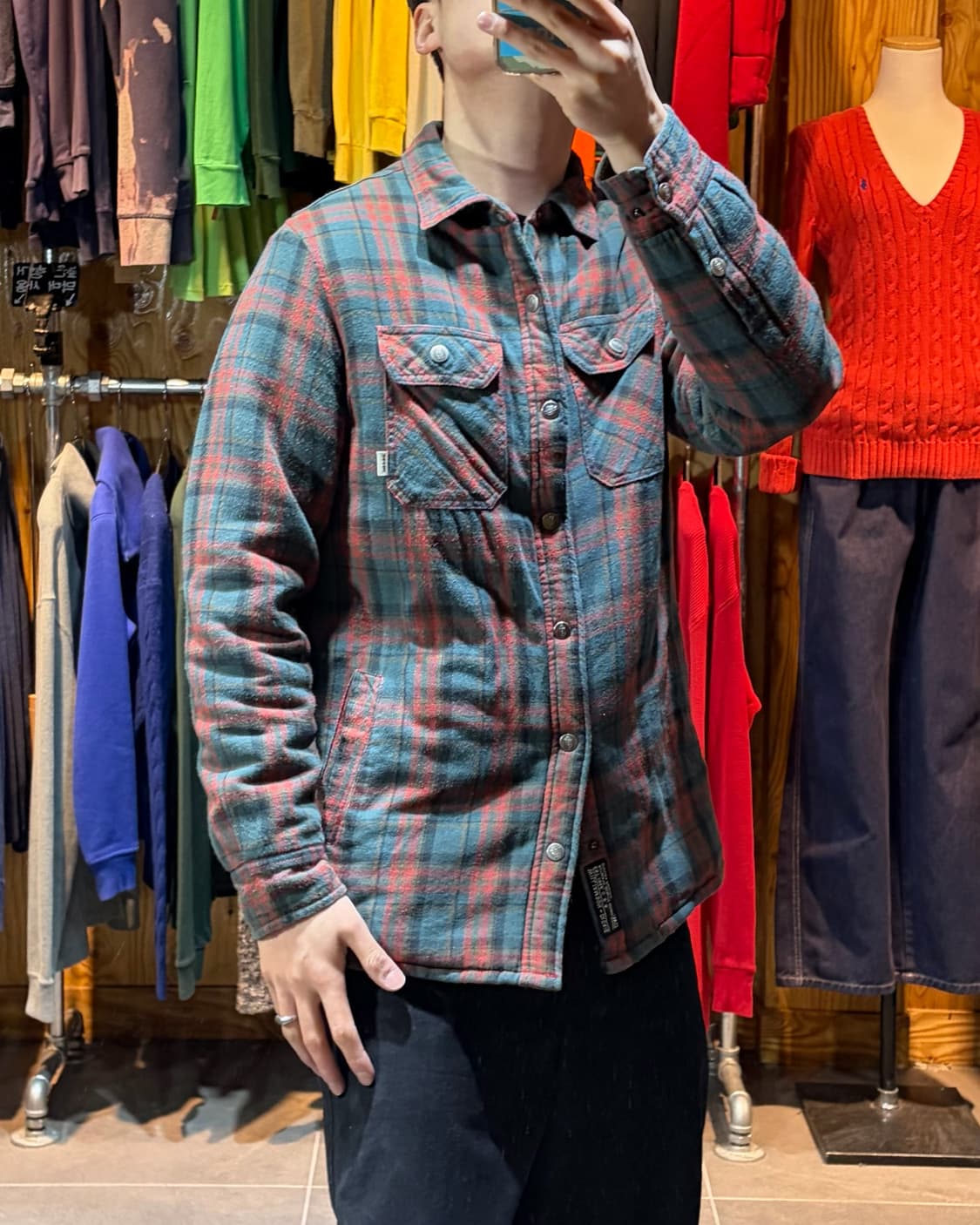 L 디키즈 투포켓 체크패턴 누빔 셔츠 자켓 상품이미지1